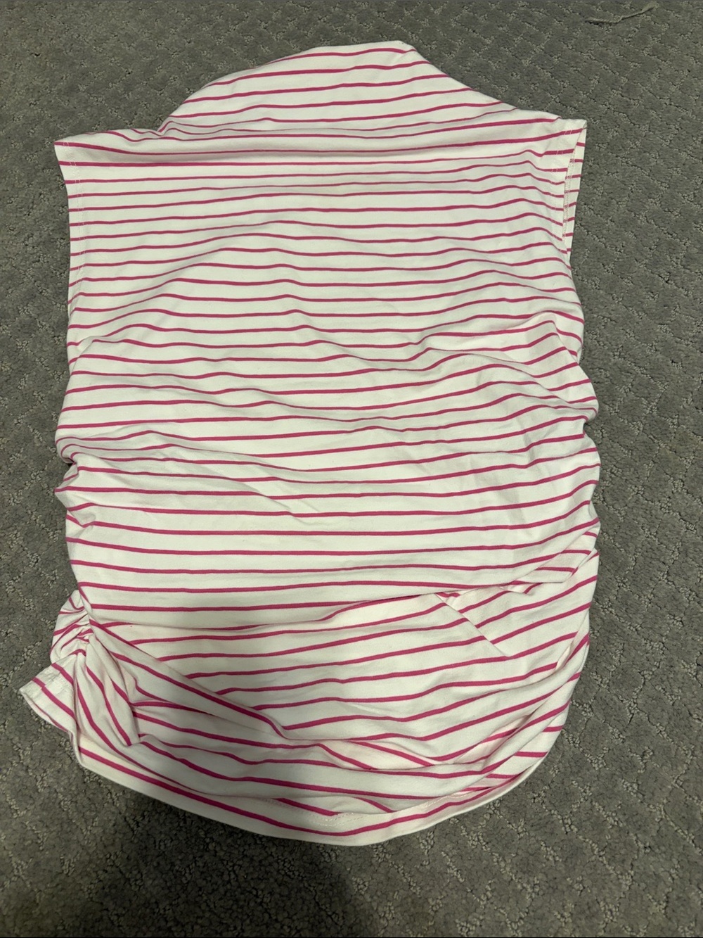 Anthropologie /Maeve striped sleeveless T ruching hot pink /white sz S